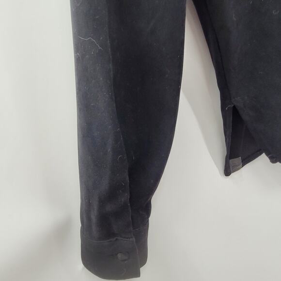 BCBG‎ MaxAzria Vintage Black Microfiber Faceted Button Up Dess Shirt Blouse - Picture 14 of 16